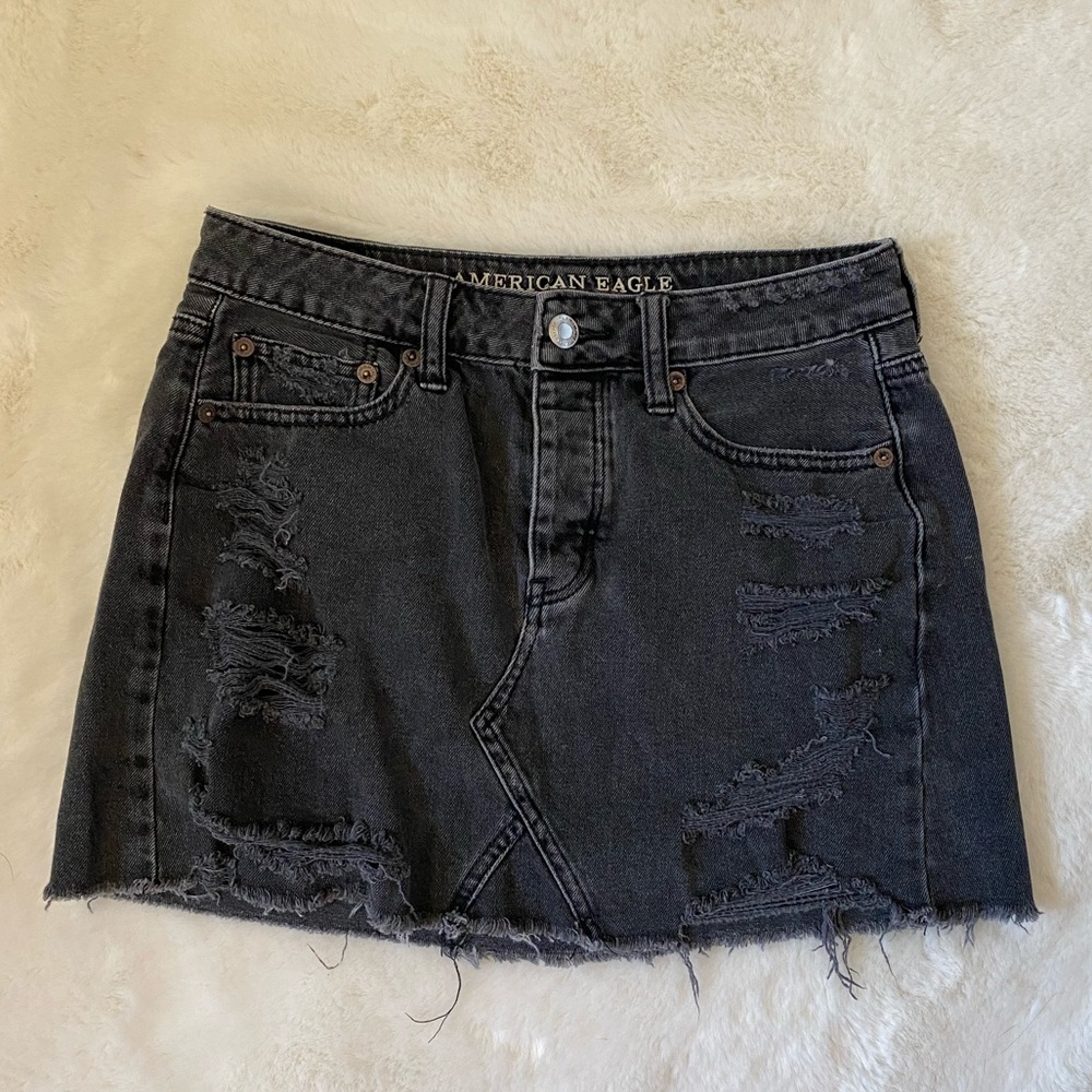 American Eagle Distressed Black Mini Skirt